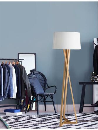 NOVA LUCE stojací lampa SALINO stínidlo slonovinová bílá přírodní dřevo E27 1x12W 230V IP20 bez žárovky 9145071