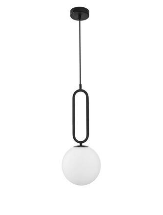 NOVA LUCE závěsné svítidlo GRUS matný černý kov opálové sklo E27 1x12W 230V IP20 bez žárovky 9191202