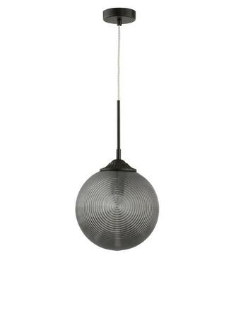 NOVA LUCE závěsné svítidlo ATHENA kouřové šedé sklo matný černý kov E27 1x12W 230V IP20 bez žárovky 9191210