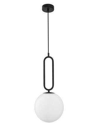 NOVA LUCE závěsné svítidlo GRUS matný černý kov opálové sklo E27 1x12W 230V IP20 bez žárovky 9191252