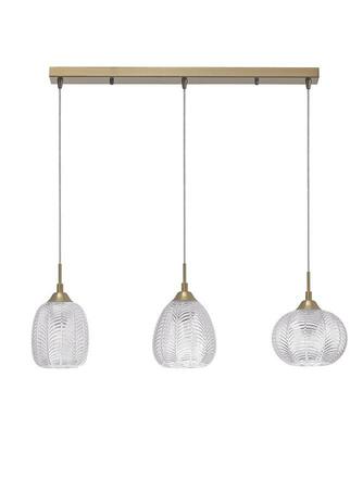 NOVA LUCE závěsné svítidlo VARIO čiré sklo a saténový zlatý kov E27 3x12W 230V IP20 bez žárovky 9191543
