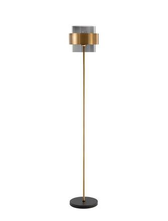 NOVA LUCE stojací lampa SIANNA kouřové sklo mosazný zlatý kov E27 1x12W 230V IP20 bez žárovky 9236410