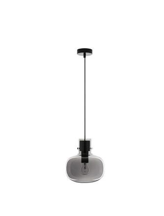 NOVA LUCE závěsné svítidlo CINZIA kouřové sklo černý kabel černá kovová základna E27 1x12W 230V IP20 bez žárovky 9236510