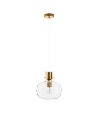 NOVA LUCE závěsné svítidlo CINZIA čiré sklo bílý kabel mosazný zlatý kov E27 1x12W 230V IP20 bez žárovky 9236600