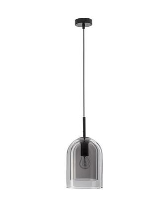 NOVA LUCE závěsné svítidlo VELOR dvouvrstvé kouřové sklo černý kabel černá kovová základna E27 1x12W 230V IP20 bez žárovky 9236700