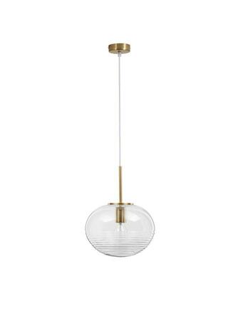 NOVA LUCE závěsné svítidlo MAEVE čiré sklo bílý kabel mosazný zlatý kov E27 1x12W 230V IP20 bez žárovky 9236750