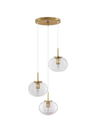 NOVA LUCE závěsné svítidlo MAEVE čiré sklo bílý kabel mosazný zlatý kov E27 3x12W 230V IP20 bez žárovky 9236755
