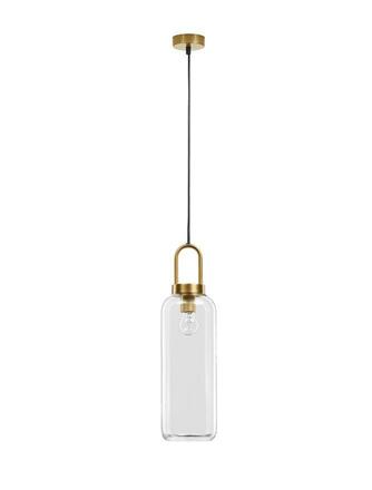 NOVA LUCE závěsné svítidlo IRVINE čiré sklo černý kabel mosazný zlatý kov E27 1x12W 230V IP20 bez žárovky 9241160
