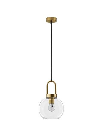 NOVA LUCE závěsné svítidlo IRVINE čiré sklo černý kabel mosazný zlatý kov E27 1x12W 230V IP20 bez žárovky 9241170