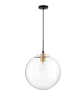 NOVA LUCE závěsné svítidlo MIRALE zlatý kov čiré sklo a černý PVC kabel E27 1x12W 230V IP20 bez žárovky 9416930