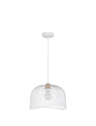 NOVA LUCE závěsné svítidlo LYRON matný bílý kov přírodní dřevo E27 1x12W 230V IP20 bez žárovky 9555802