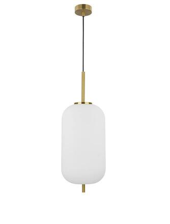 NOVA LUCE závěsné svítidlo LATO opálové sklo antický mosazný kov černý kabel E27 1x12W 230V IP20 bez žárovky 9624062