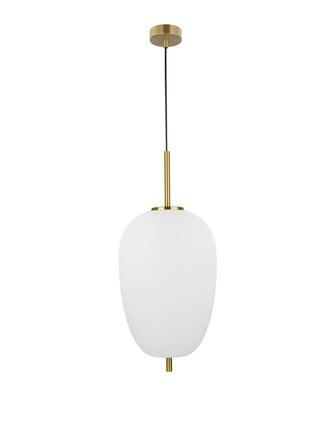 NOVA LUCE závěsné svítidlo LATO opálové sklo antický mosazný kov černý kabel E27 1x12W 230V IP20 bez žárovky 9624063