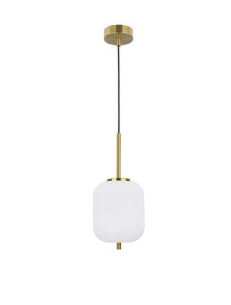 NOVA LUCE závěsné svítidlo LATO opálové sklo antický mosazný kov černý kabel E14 1x5W 230V IP20 bez žárovky 9624065