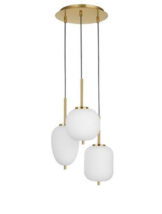 NOVA LUCE závěsné svítidlo LATO opálové sklo antický mosazný kov černý kabel E14 3x5W 230V IP20 bez žárovky 9624068