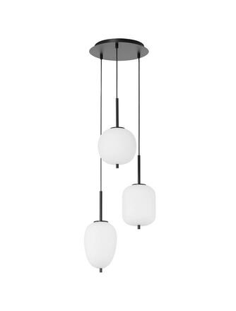 NOVA LUCE závěsné svítidlo LATO černý kov a opálové sklo E14 3x5W 230V IP20 bez žárovky 9624078