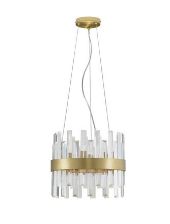 NOVA LUCE závěsné svítidlo CROWN saténový zlatý kov čirý křišťál (30 ks) G9 5x5W 230V IP20 bez žárovky 9695219