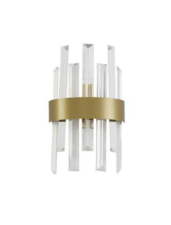 NOVA LUCE nástěnné svítidlo CROWN saténový zlatý kov čirý křišťál (7 ks) G9 1x5W 230V IP20 bez žárovky 9695220