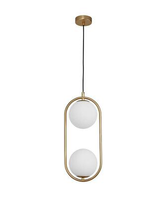 NOVA LUCE závěsné svítidlo OBITAR opálové sklo mosazný zlatý kov G9 2x5W 230V IP20 bez žárovky 9988171