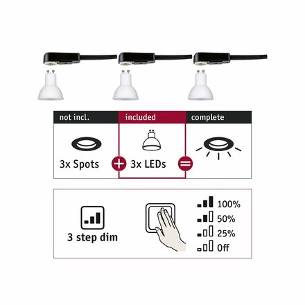 PAULMANN Vestavné svítidlo Choose LED-Modul GU10 3-krokové-stmívatelné 3x6,5W 2.700 287.85