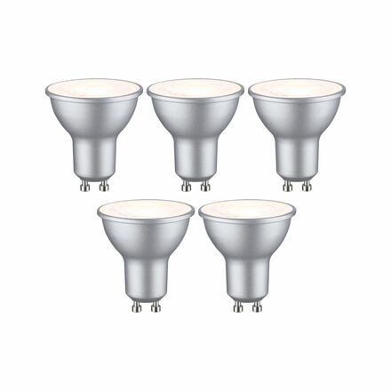 PAULMANN Standard 230V LED reflektor GU10 5ks sada 4,9W 2700K hliník