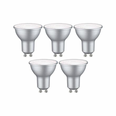 PAULMANN Standard 230V LED reflektor GU10 5ks sada 4,9W 4000K hliník