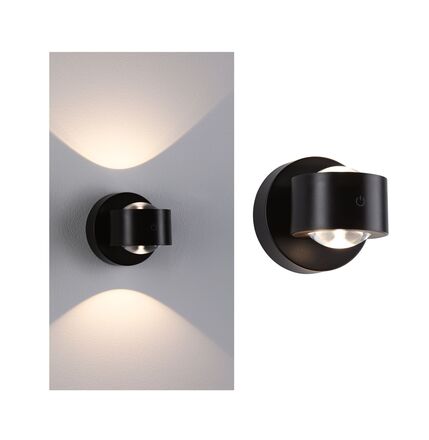 PAULMANN LED nabíjecí nástěnné svítidlo Zorik IP44 stmívatelné 2700K 100mm 2x1,1W černá