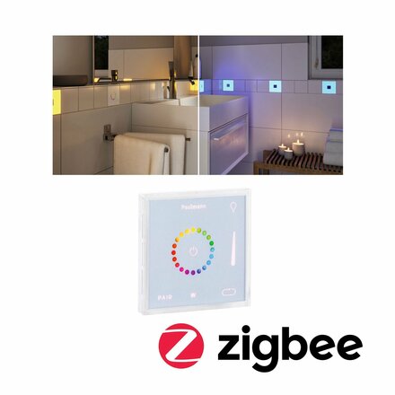 PAULMANN LumiTiles příslušenství Smart Home Zigbee Square Touch Modul IP44 100x10mm bílá umělá hmota/hliník