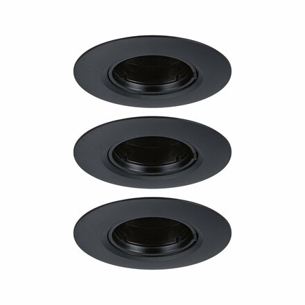 PAULMANN Vestavné svítidlo 3ks-sada nevýklopné kruhové 90mm GU10 max. 3x10W 230V černá