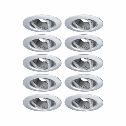 PAULMANN Vestavné svítidlo 10ks-sada výklopné kruhové 90mm 30° GU10 max. 10x10W 230V matný chrom