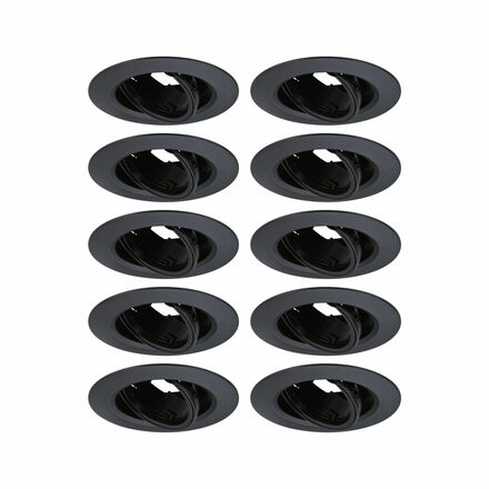 PAULMANN Vestavné svítidlo 10ks-sada výklopné kruhové 90mm 30° GU10 max. 10x10W 230V černá