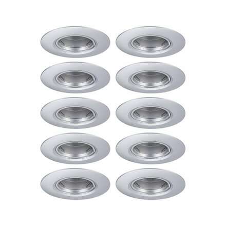 PAULMANN Vestavné svítidlo 10ks-sada nevýklopné kruhové 90mm GU10 max. 10x10W 230V matný chrom