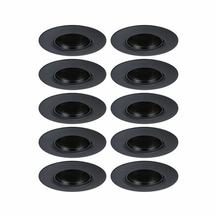 PAULMANN Vestavné svítidlo 10ks-sada nevýklopné kruhové 90mm GU10 max. 10x10W 230V černá