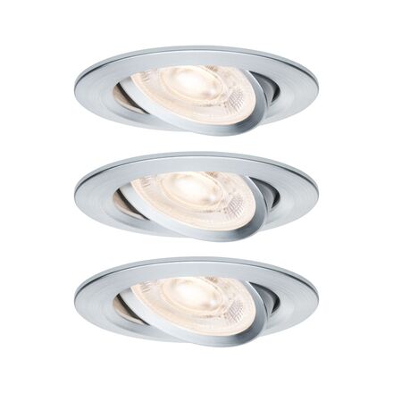 PAULMANN LED vestavné svítidlo 3-krokové-stmívatelné Nova GU10 Flat výklopné 3x4,9W 230V stmívatelné 2700K hliník broušený
