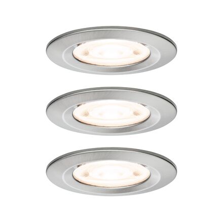 PAULMANN LED vestavné svítidlo 3-krokové-stmívatelné Nova GU10 Flat nevýklopné IP44 3x4,9W 230V stmívatelné 2700K kov kartáčovaný
