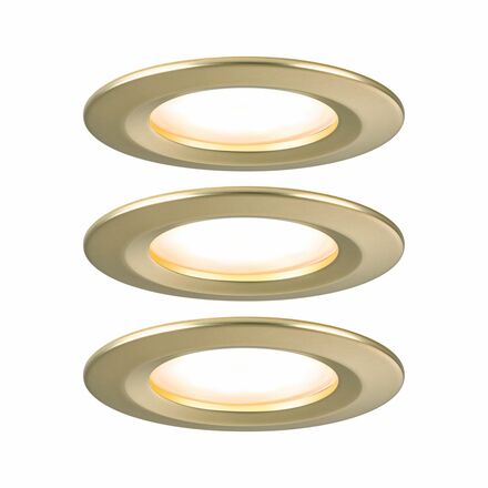 PAULMANN LED vestavné svítidlo Nova Coin základní sada nevýklopné IP44 kruhové 78mm Coin 3x6W 230V 2700K zlatá mat
