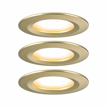PAULMANN LED vestavné svítidlo 3-krokové-stmívatelné Nova Coin základní sada nevýklopné IP44 kruhové 74mm Coin 3x6W 230V stmívatelné 2700K zlatá mat