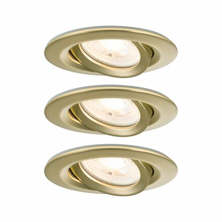 PAULMANN LED vestavné svítidlo Nova Plus 3ks sada IP65 kruhové 93mm 30° GU10 3x6W 230V stmívatelné 2700K zlatá mat