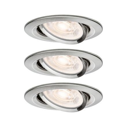 PAULMANN LED vestavné svítidlo Nova Plus GU10 Flat IP65 93mm 3x4,9W 230V stmívatelné 2700K kov kartáčovaný