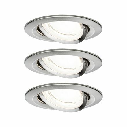 PAULMANN LED vestavné svítidlo Nova Coin 3ks sada kruhové 84mm 50° 3x2,8W 230V 4000K kov kartáčovaný