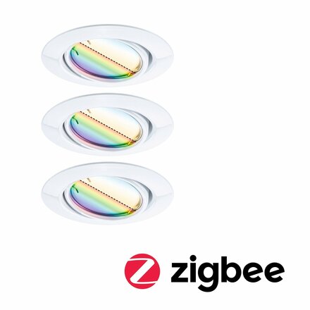 PAULMANN LED vestavné svítidlo Smart Home Zigbee Base Coin základní sada výklopné kruhové 90mm 20° 3x4,9W 230V stmívatelné RGBW+ bílá 924.66