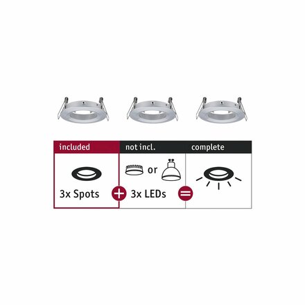 PAULMANN Vestavné svítidlo Choose spot 3ks nevýklopné max. 3x10W hliník broušený 230V 924.84