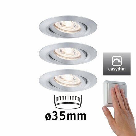 PAULMANN LED vestavné svítidlo Nova mini Plus EasyDim výklopné 3x4,2W 2700K hliník 230V 929.75