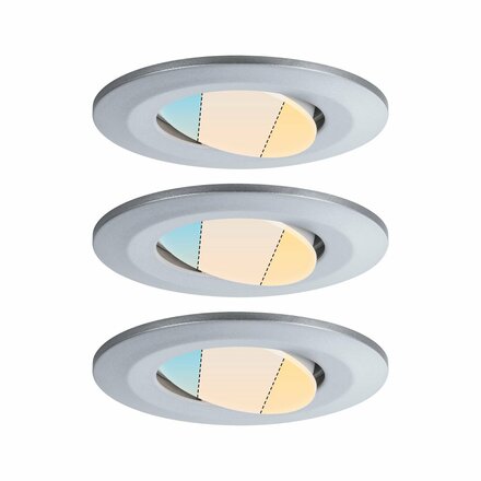 PAULMANN HomeSpa LED vestavné svítidlo Calla 3ks sada výklopné IP65 90mm 30° 3x5W 230V CCT matný chrom