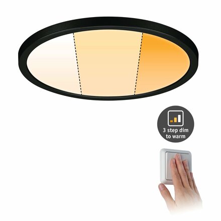 PAULMANN VariFit LED vestavné svítidlo Dim to Warm Areo IP44 kruhové 230mm 3 Step Dim to warm černá stmívatelné
