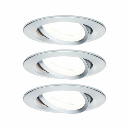 PAULMANN Vestavné svítidlo LED Nova kruhové 3x6,5W GU10 hliník broušený výklopné 3-krokové-stmívatelné 934.69 P 93469