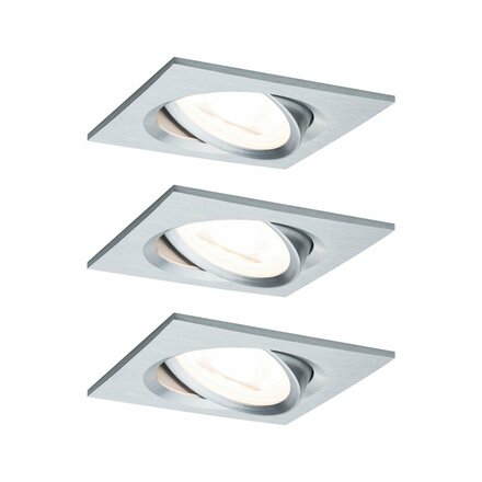 PAULMANN Vestavné svítidlo LED Nova hranaté 3x6,5W hliník broušený výklopné 3-krokové-stmívatelné 934.92 P 93492