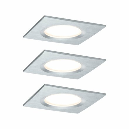 Paulmann vestavné svítidlo LED Coin Slim IP44 hranaté 6,8W hliník 3ks sada stmívatelné 938.95 P 93895