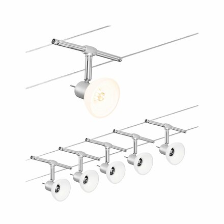 Paulmann Seilsystem Sheela Chrom mat 5 Spots bez zdroje světla, max. 10W GU5,3 941.36 P 94136