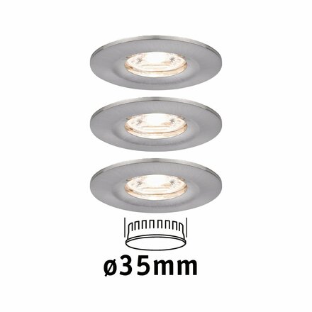 PAULMANN LED vestavné svítidlo Nova mini nevýklopné IP44 3x4W 2700K kov kartáčovaný 230V 943.01